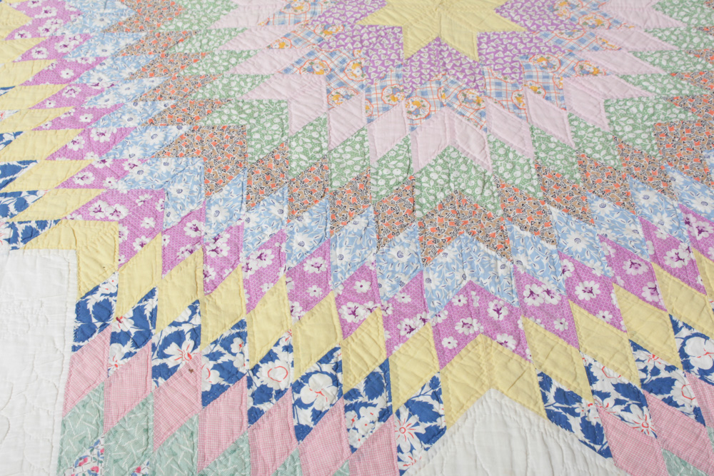 Vintage Hand Quilted Lone Star Quilt