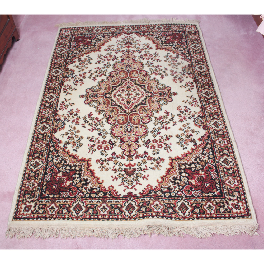 Vintage Powerloomed Tabriz Style Wool Rug