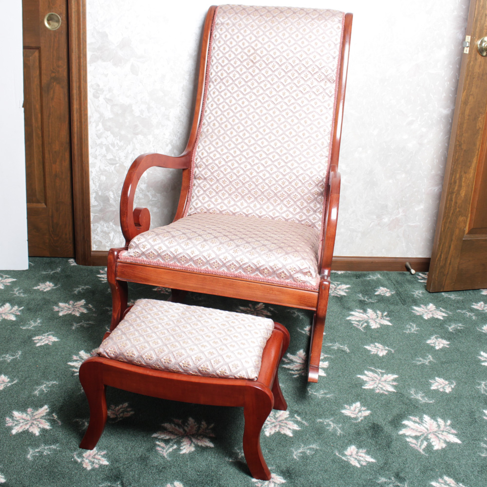 Antique Statesville Chair Co. Rocking Chair and Footstool