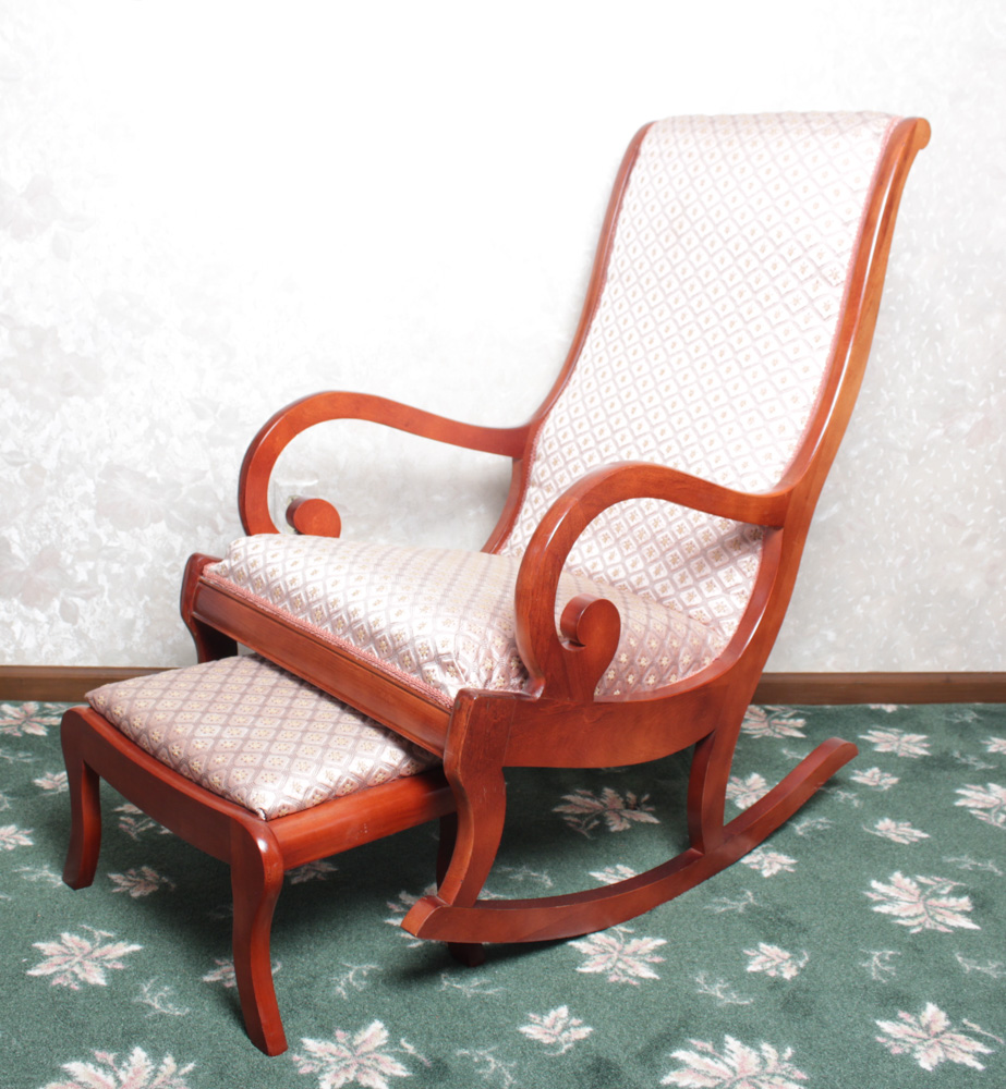 Antique Statesville Chair Co. Rocking Chair and Footstool