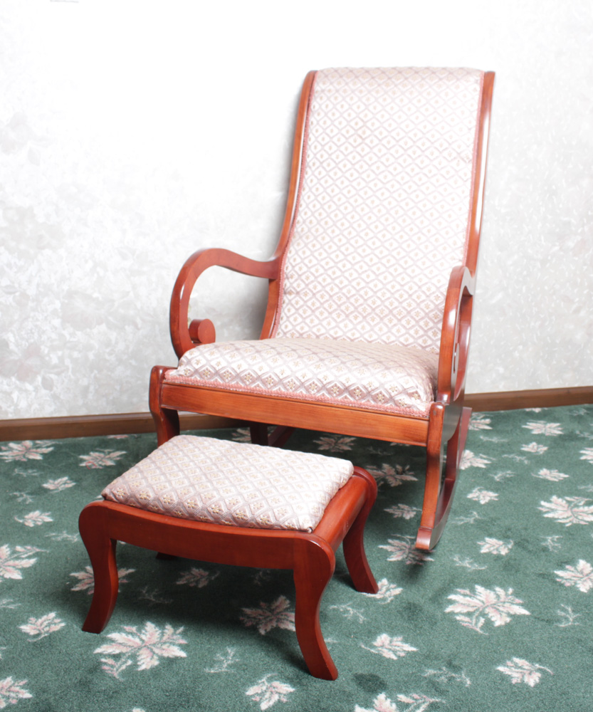 Antique Statesville Chair Co. Rocking Chair and Footstool