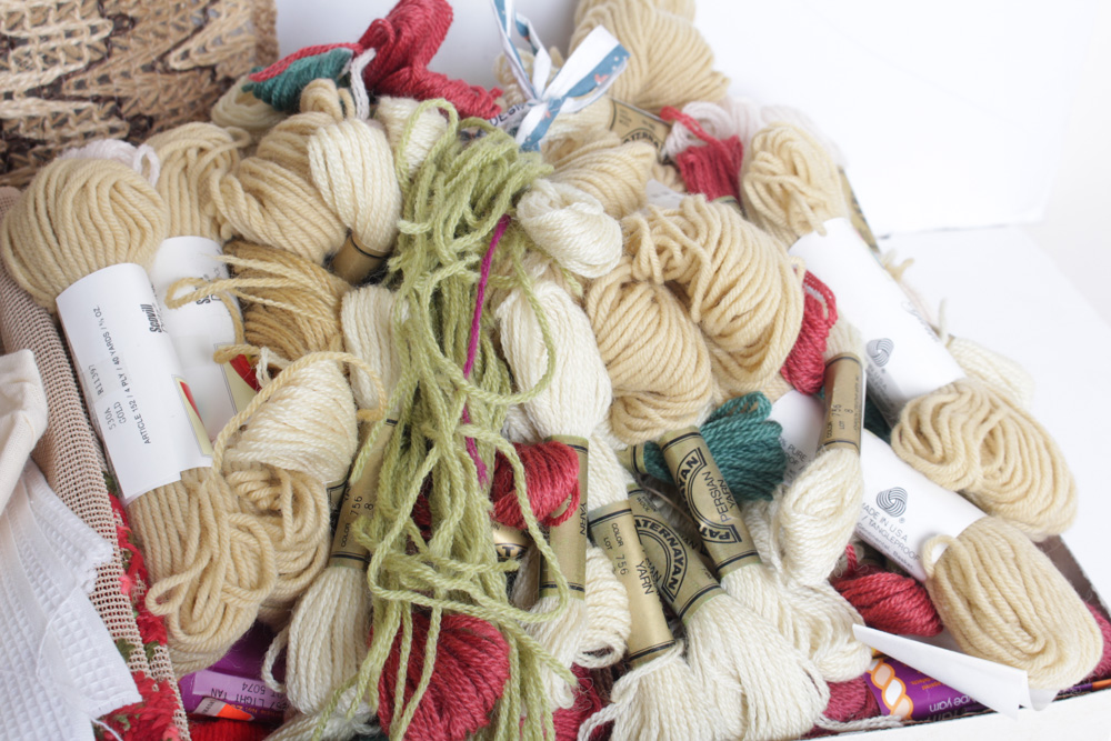 Vintage Wool Yarn and Fabric Swatches