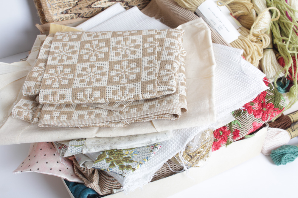 Vintage Wool Yarn and Fabric Swatches