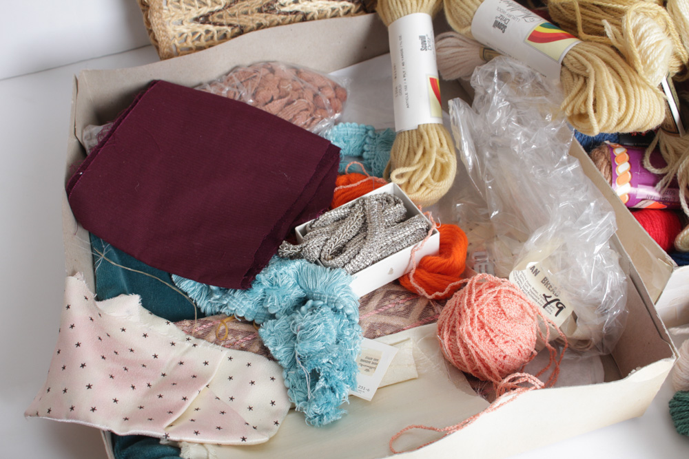 Vintage Wool Yarn and Fabric Swatches