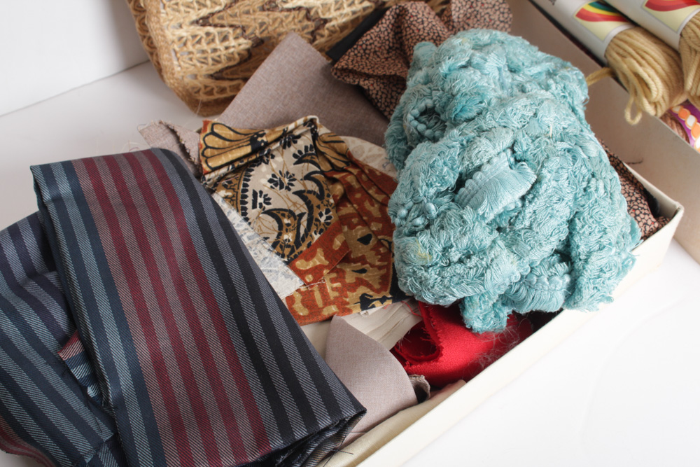 Vintage Wool Yarn and Fabric Swatches