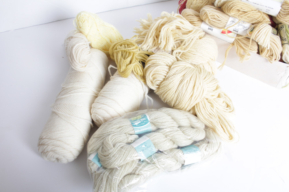 Vintage Wool Yarn and Fabric Swatches