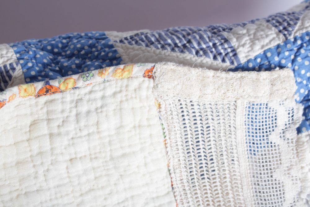 Vintage Handmade Quilt with Colonial Style Quilt Stand