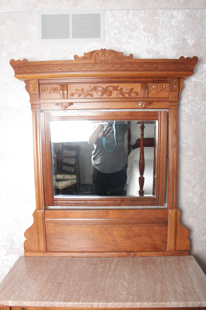 Antique Marble Topped Eastlake Style Dresser with Mirror