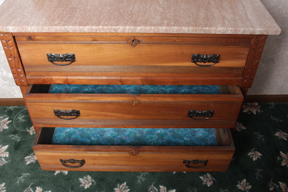 Antique Marble Topped Eastlake Style Dresser with Mirror