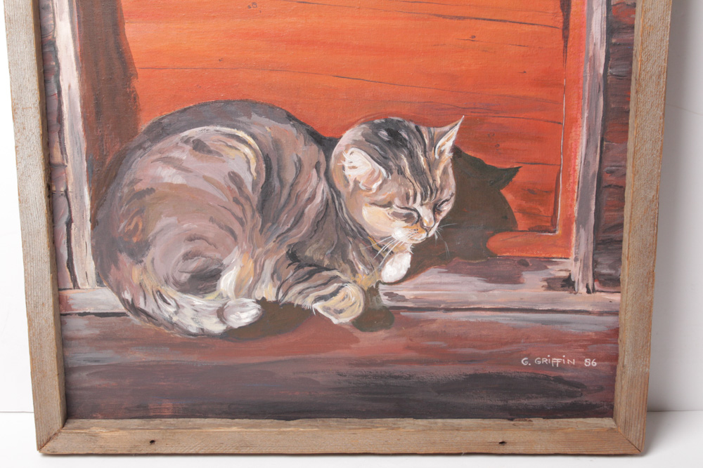 G. Griffin Acrylic Painting of Barn Cats