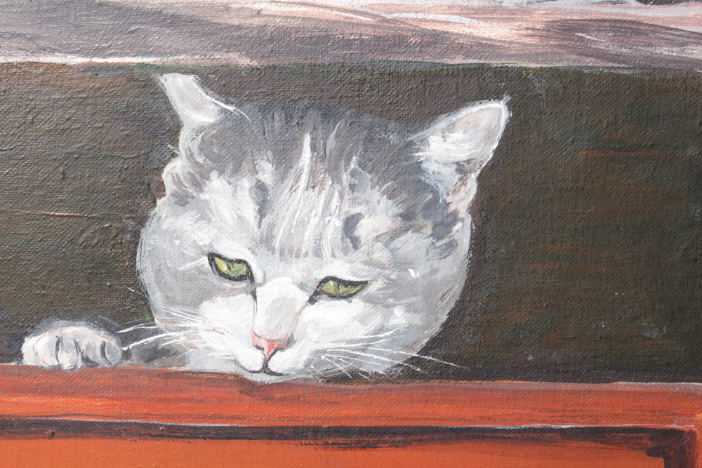 G. Griffin Acrylic Painting of Barn Cats
