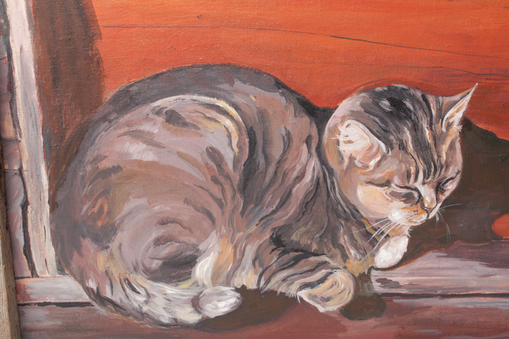 G. Griffin Acrylic Painting of Barn Cats