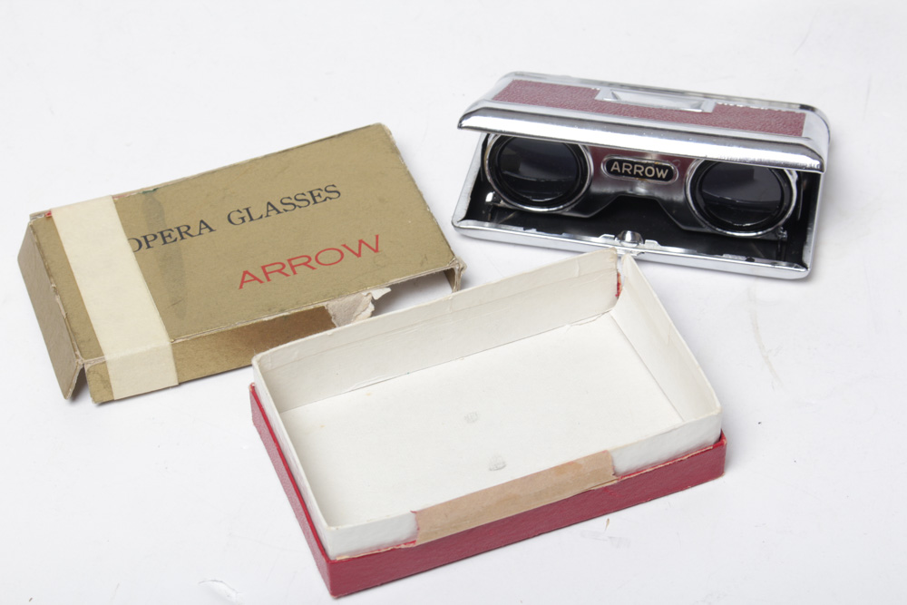 Decorative Glass With Magnifiers, Opera Glasses and Buttons