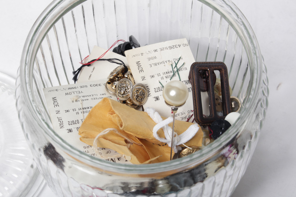 Decorative Glass With Magnifiers, Opera Glasses and Buttons