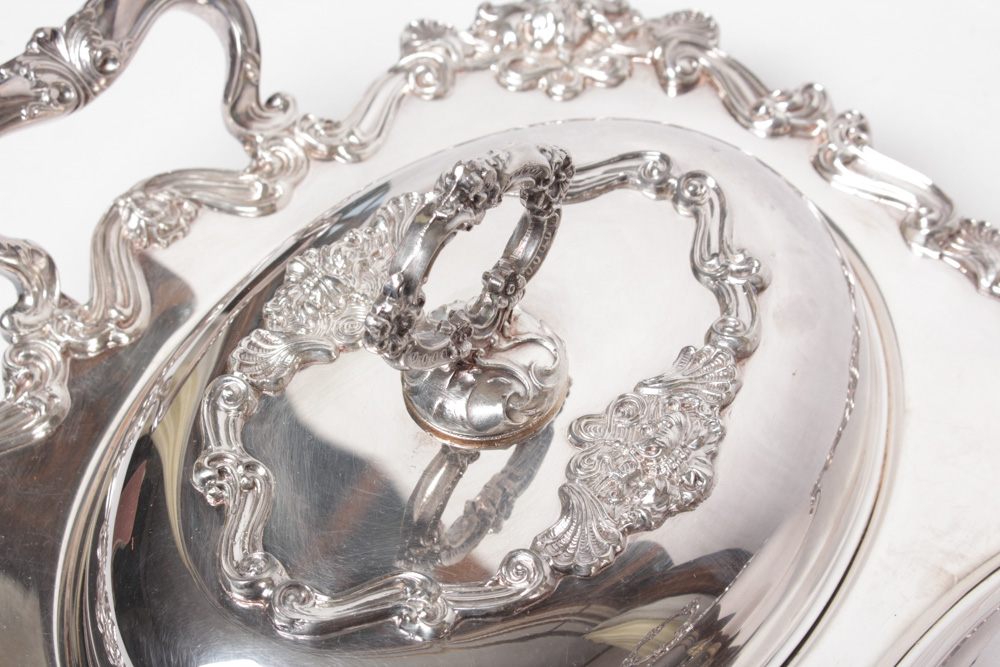 Sheridan Vintage Silver Over Copper Double Covered Vegetable Dish