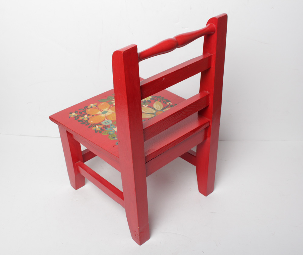 Children's Chair With Music Box and Vintage Marbles