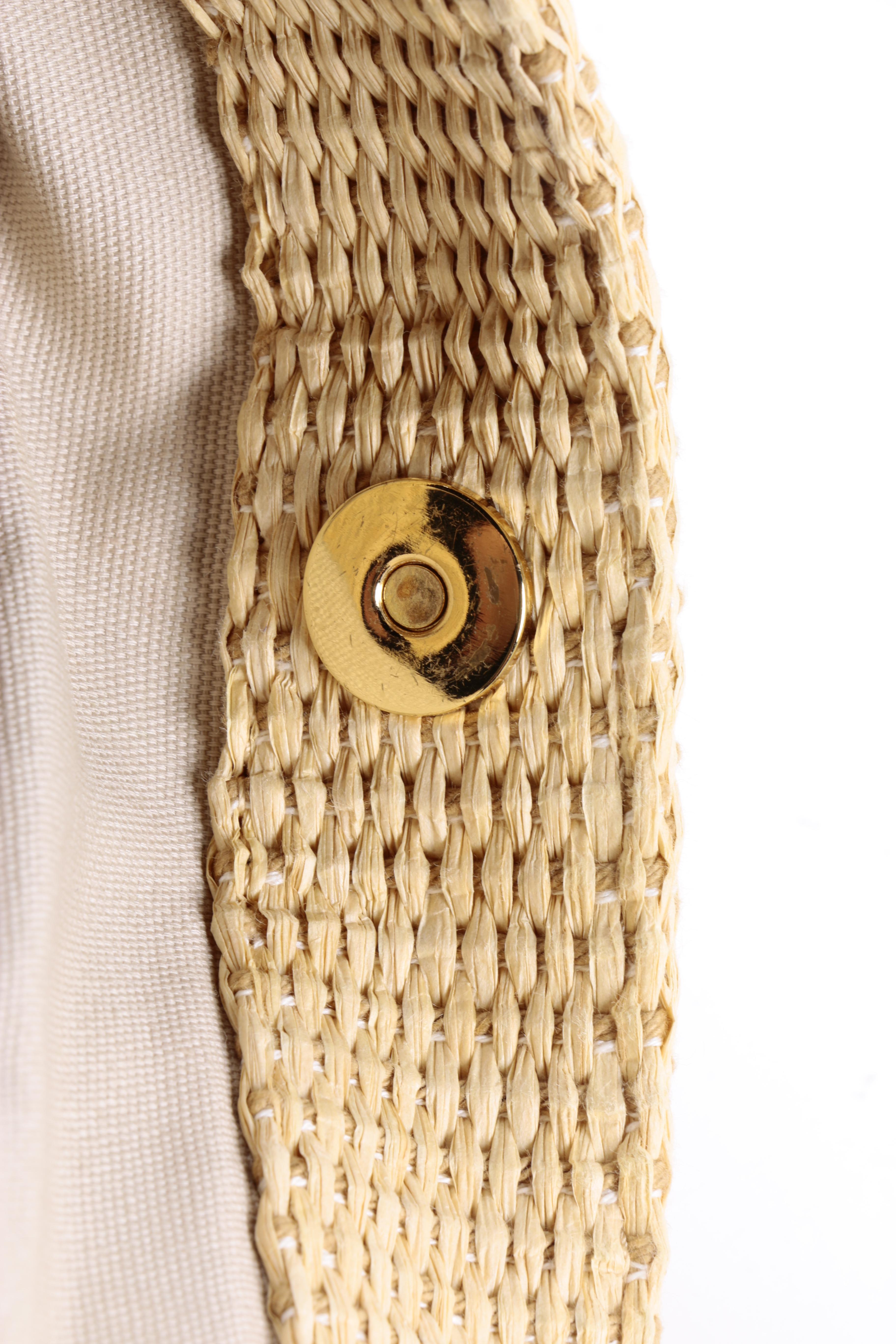 Tory Burch Metallic Logo Woven Tote