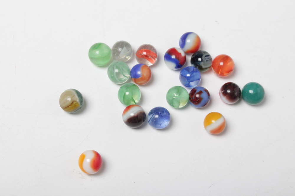 Children's Chair With Music Box and Vintage Marbles