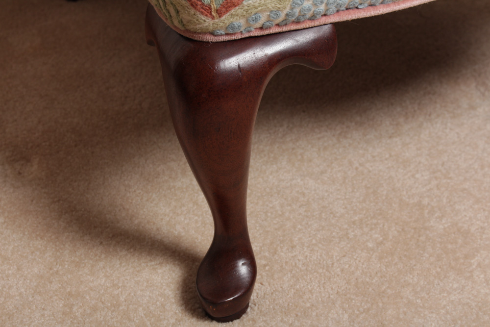 Vintage Woodmark Original Crewel Embroidered Wingback Chair