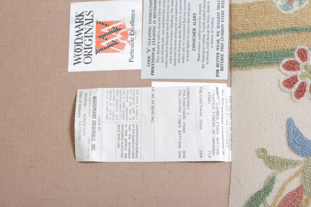 Vintage Woodmark Original Crewel Embroidered Wingback Chair