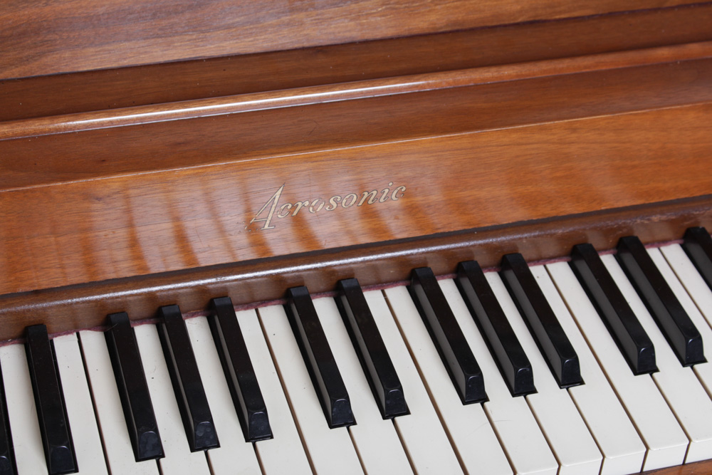 Aerosonic Piano by Baldwin With Vintage Needlepoint Upholstered Bench