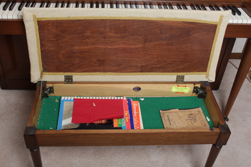 Aerosonic Piano by Baldwin With Vintage Needlepoint Upholstered Bench