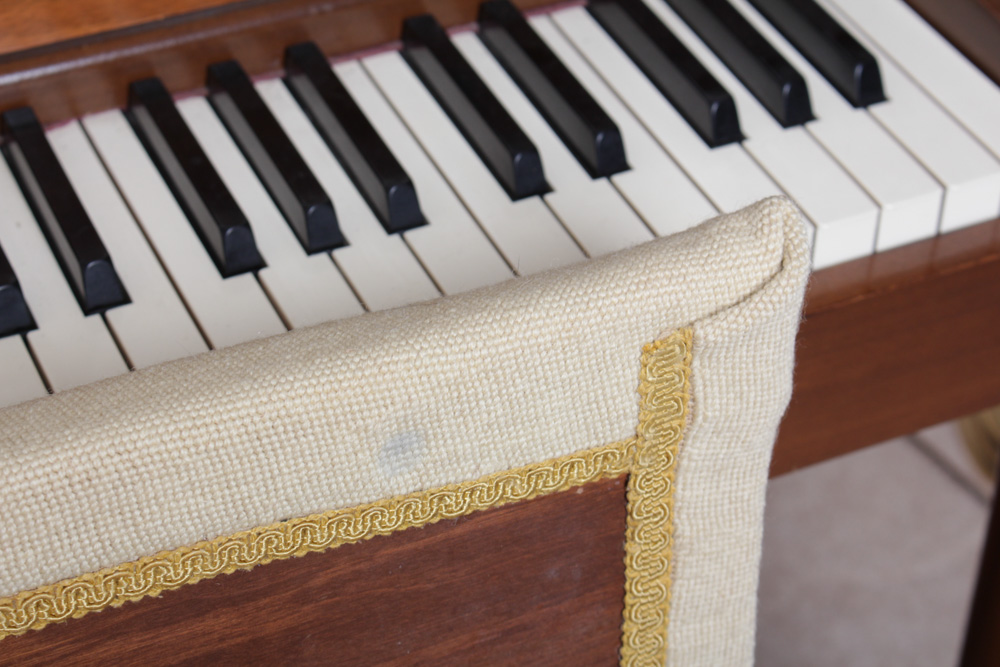 Aerosonic Piano by Baldwin With Vintage Needlepoint Upholstered Bench