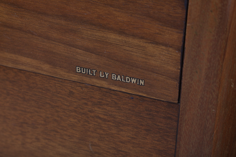 Aerosonic Piano by Baldwin With Vintage Needlepoint Upholstered Bench