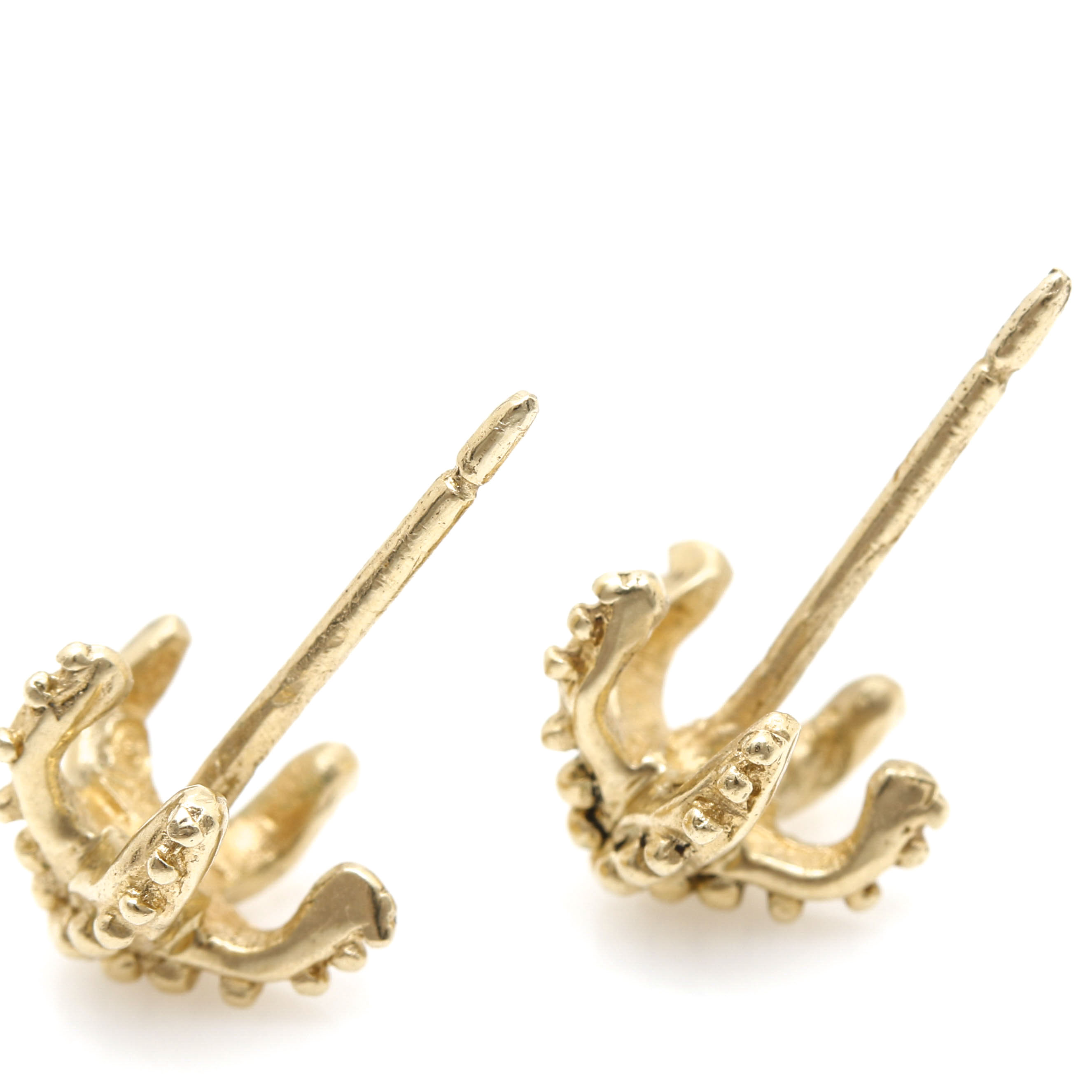 14K Yellow Gold Earrings Including Amethyst and Diamond