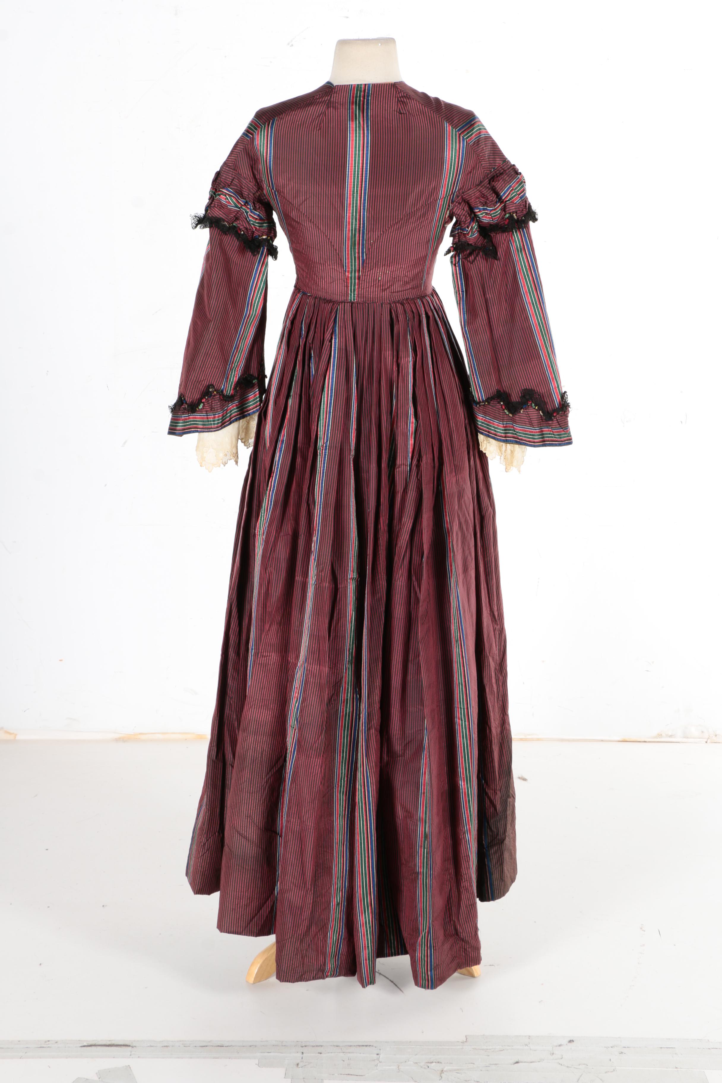 1840s Style Striped Dress
