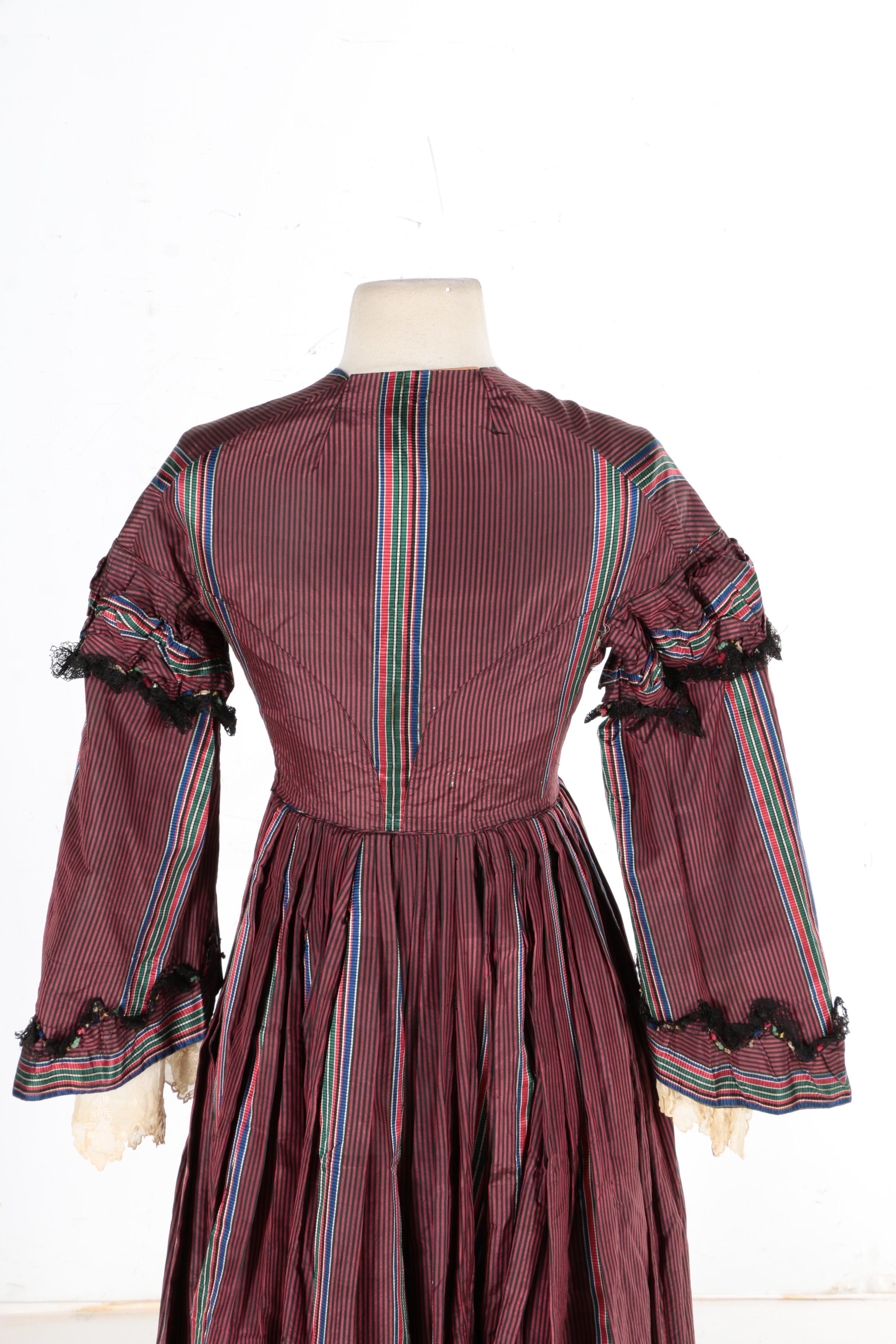 1840s Style Striped Dress