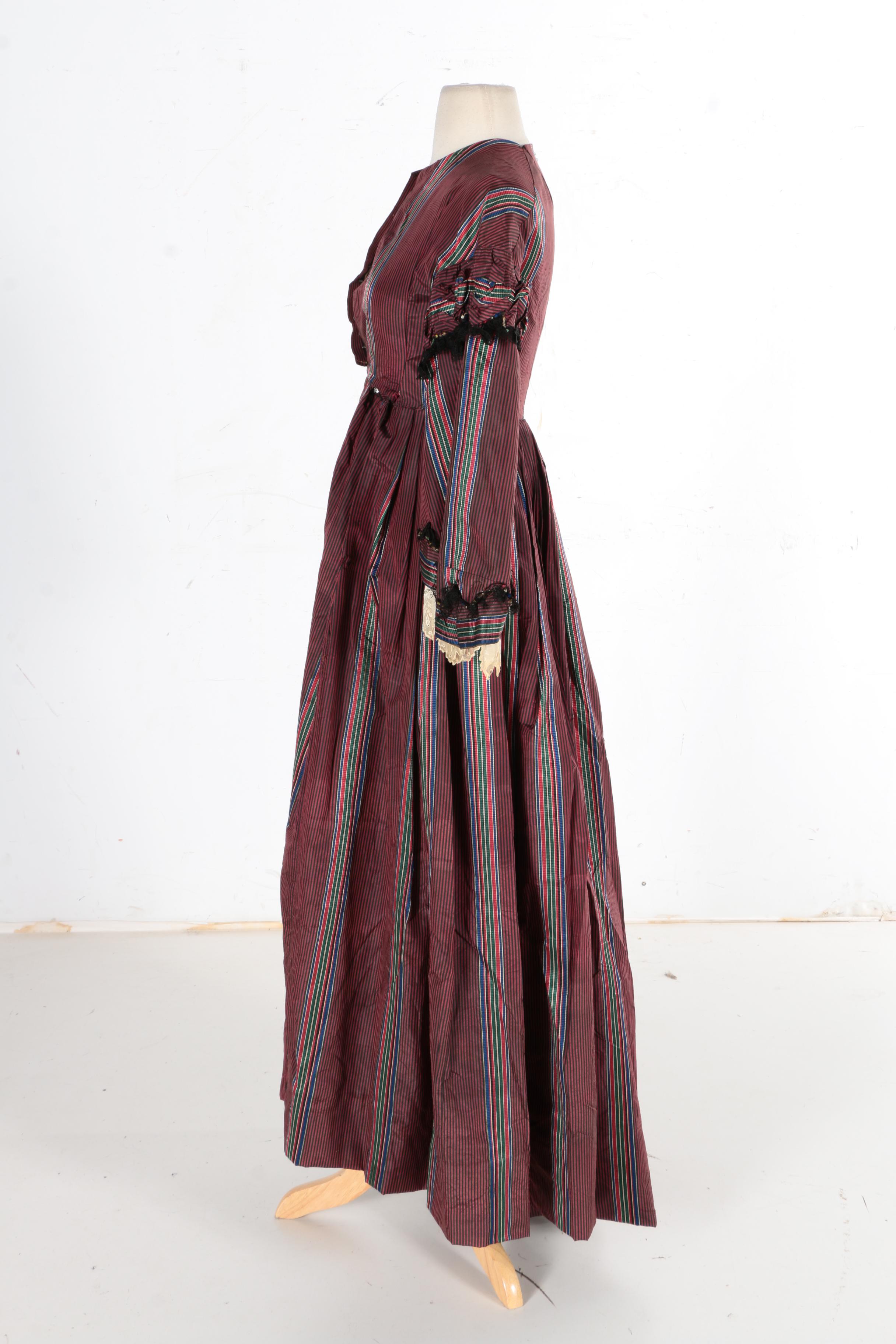1840s Style Striped Dress