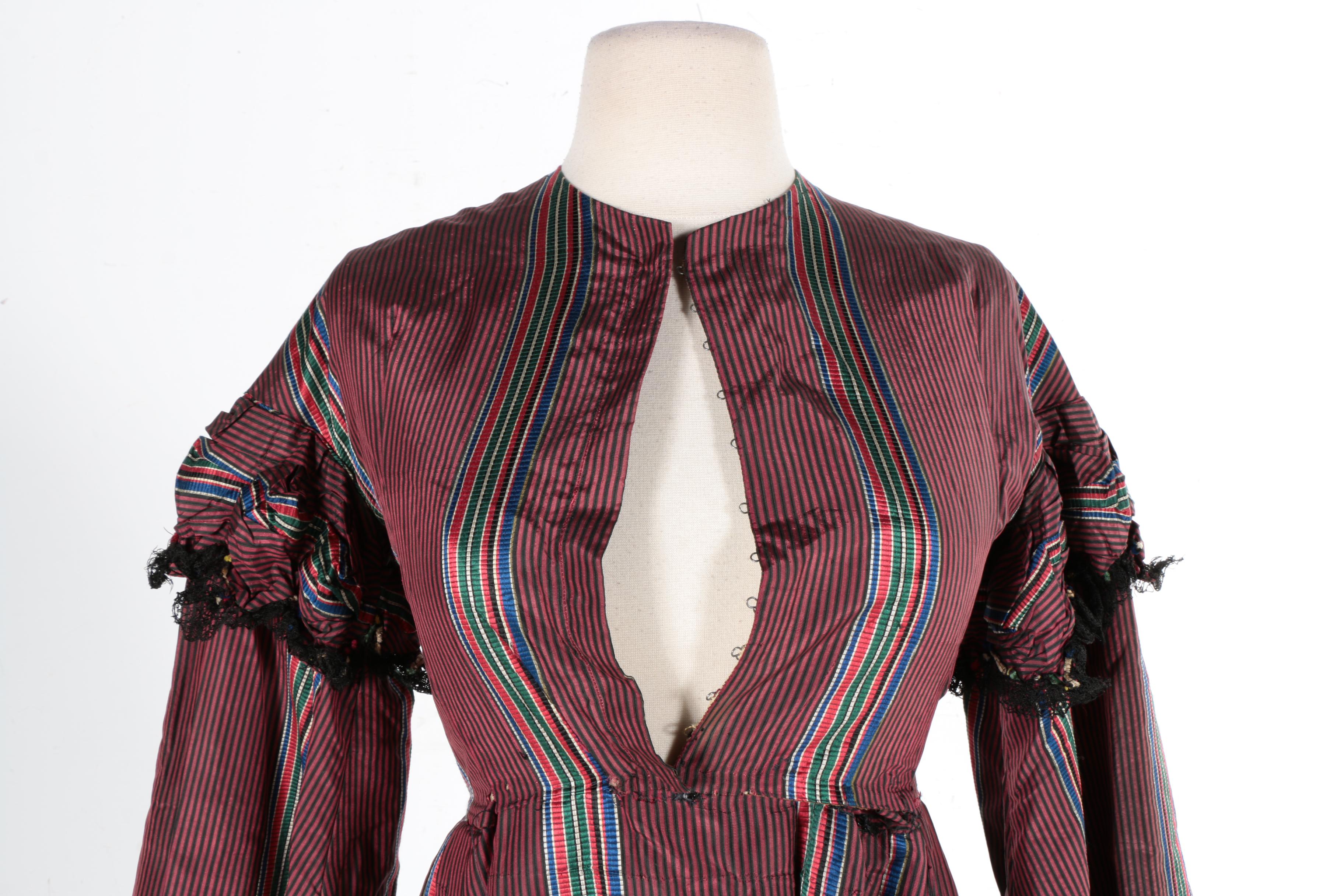 1840s Style Striped Dress