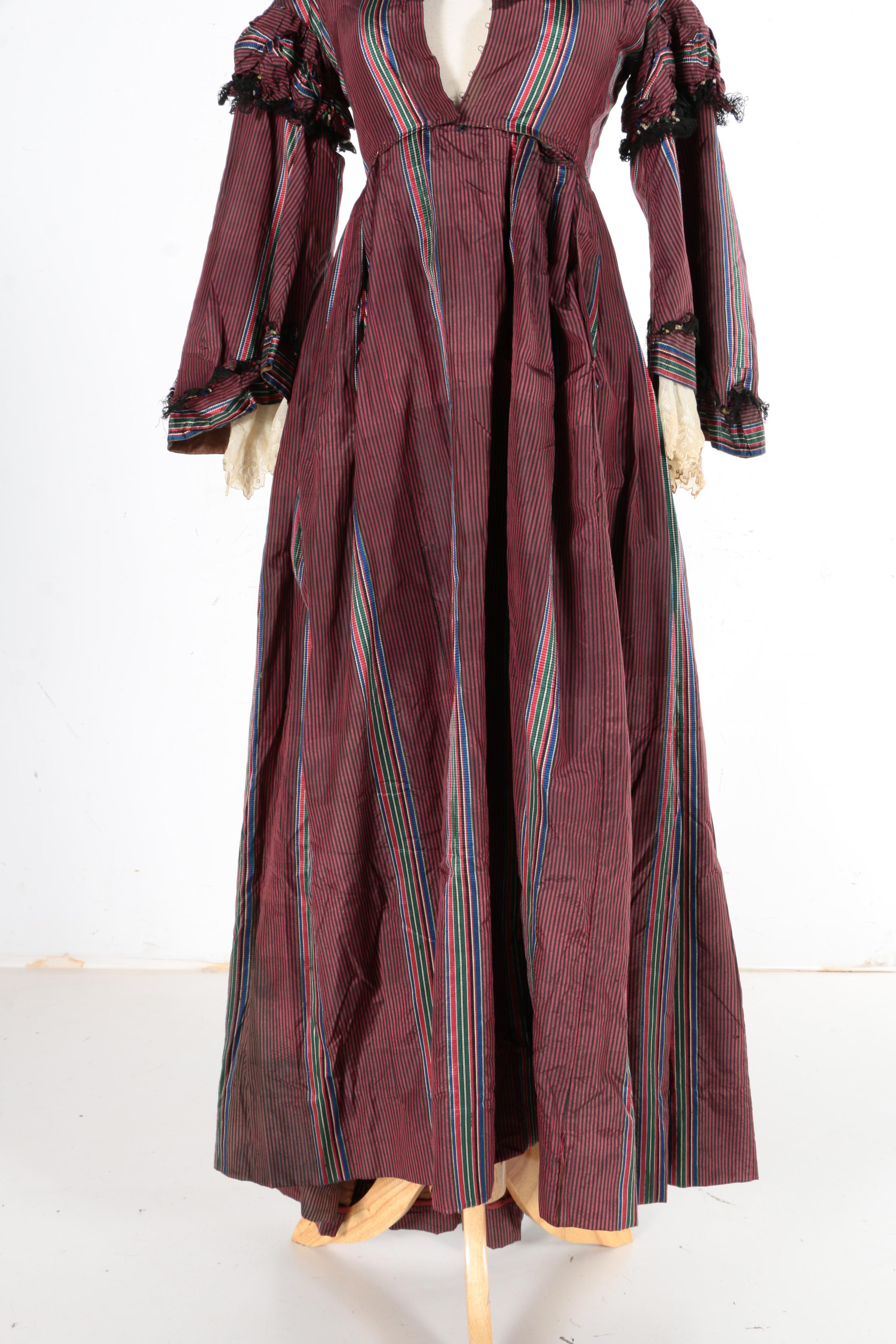 1840s Style Striped Dress