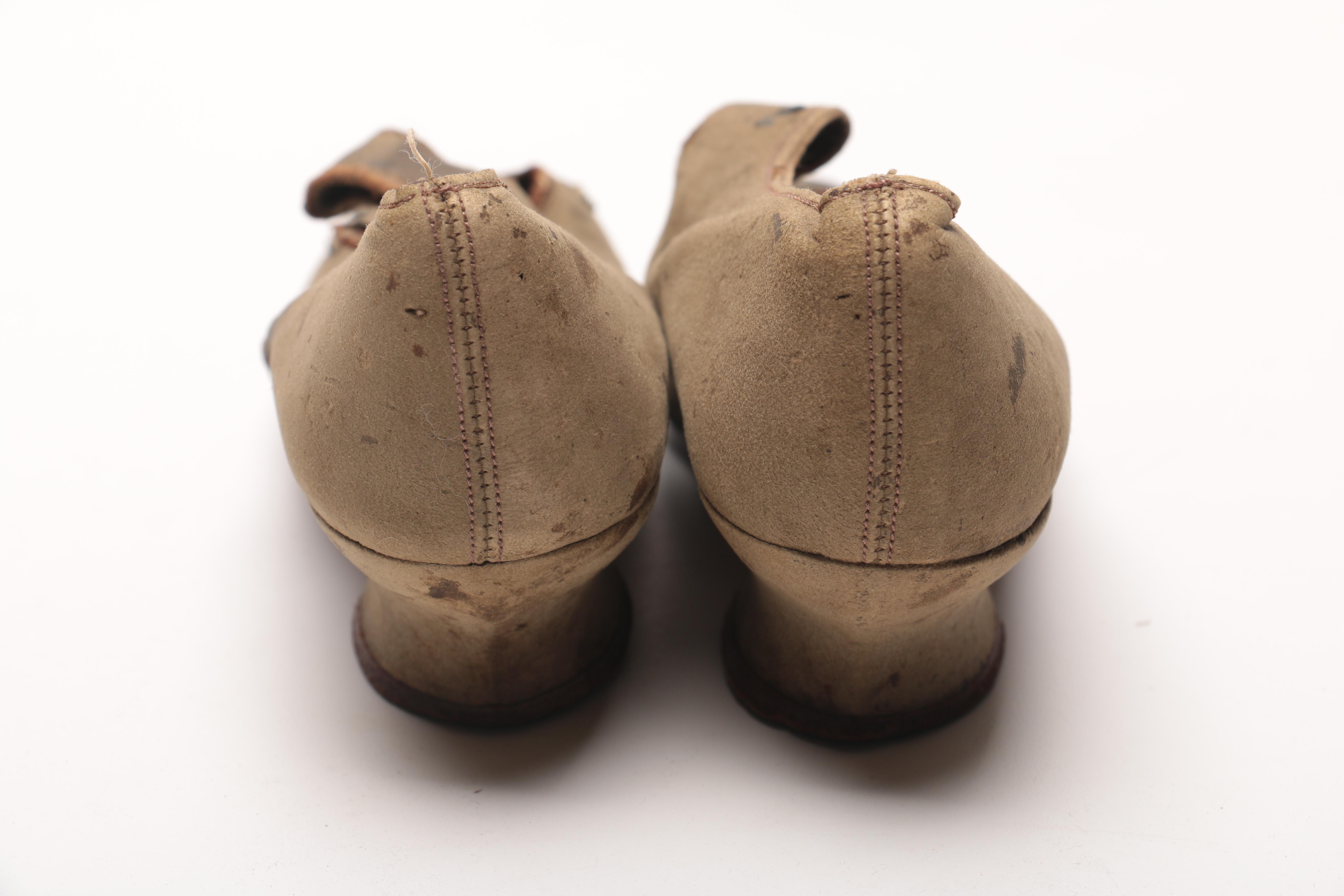 Antique Velvet Wedding Bonnet and Suede Shoes