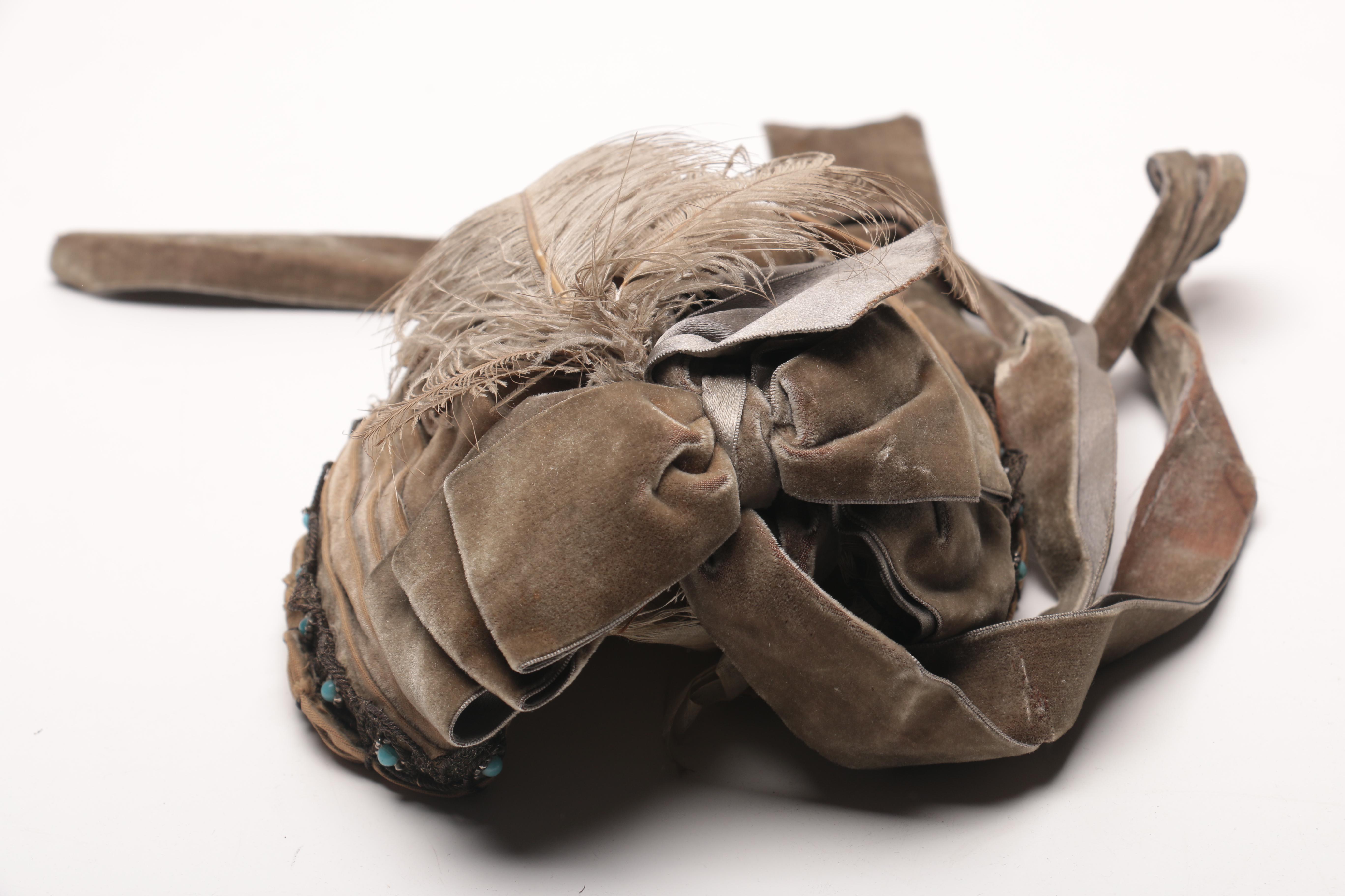 Antique Velvet Wedding Bonnet and Suede Shoes