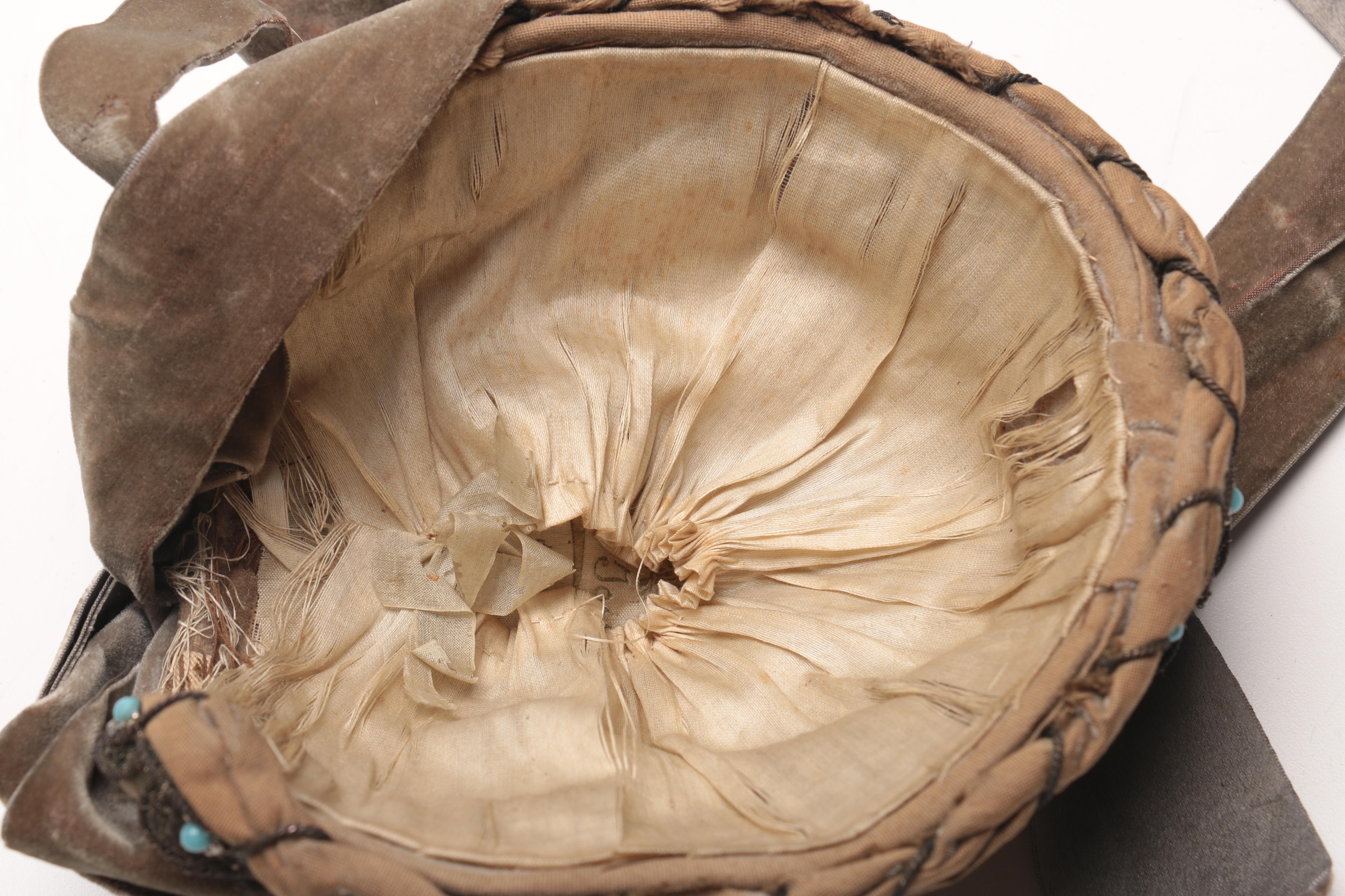 Antique Velvet Wedding Bonnet and Suede Shoes