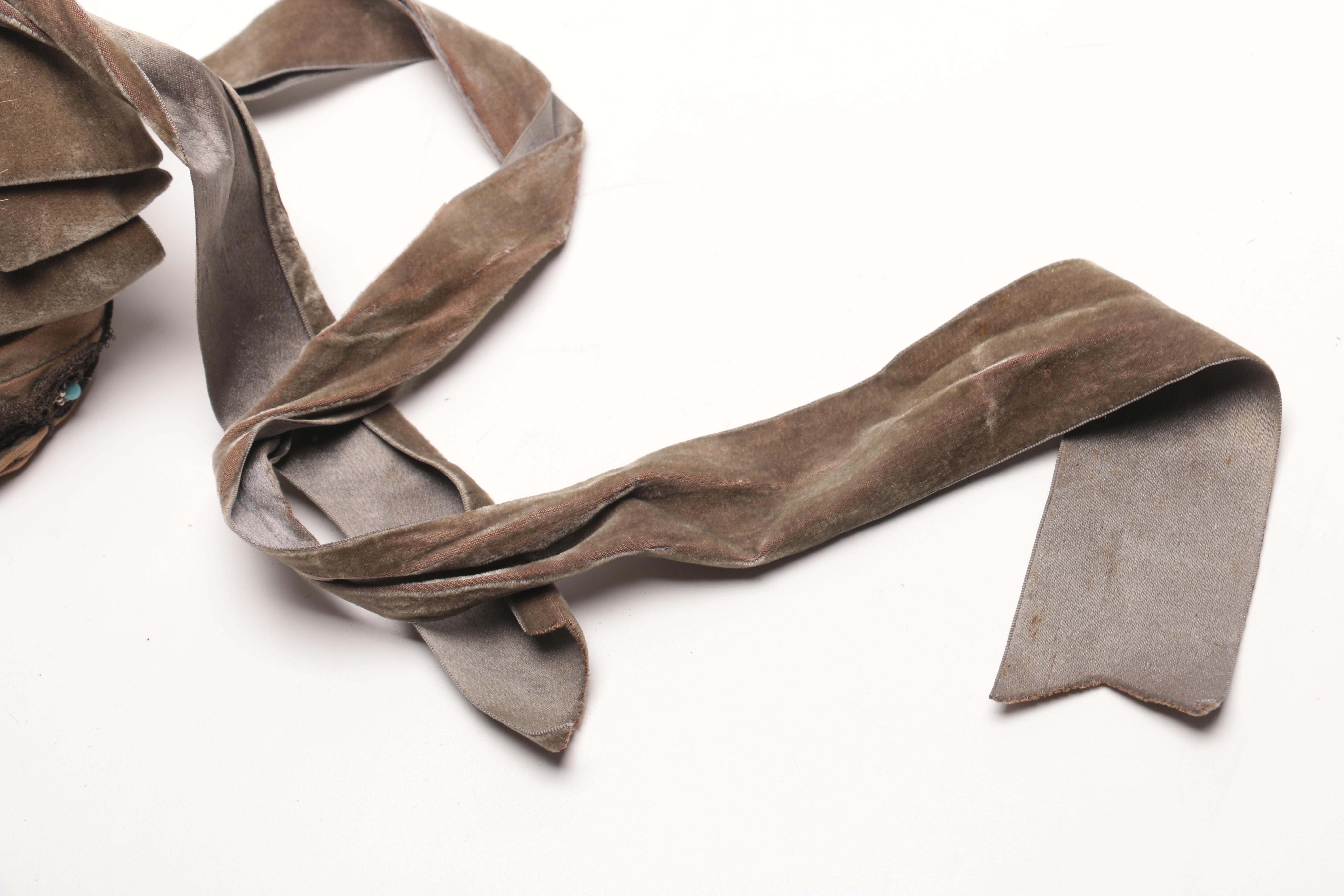 Antique Velvet Wedding Bonnet and Suede Shoes