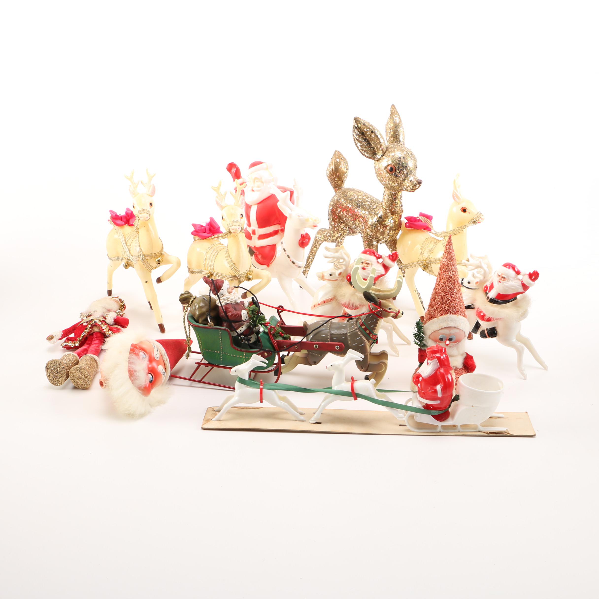 Vintage Santa and Reindeer Decor
