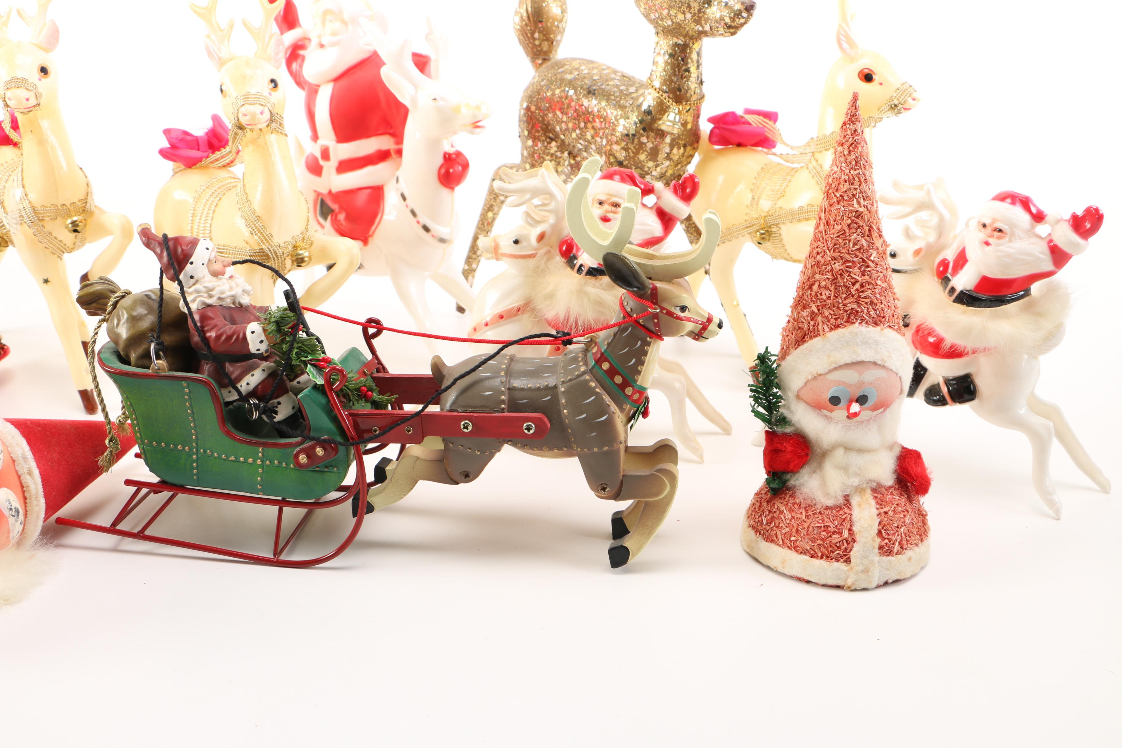 Vintage Santa and Reindeer Decor