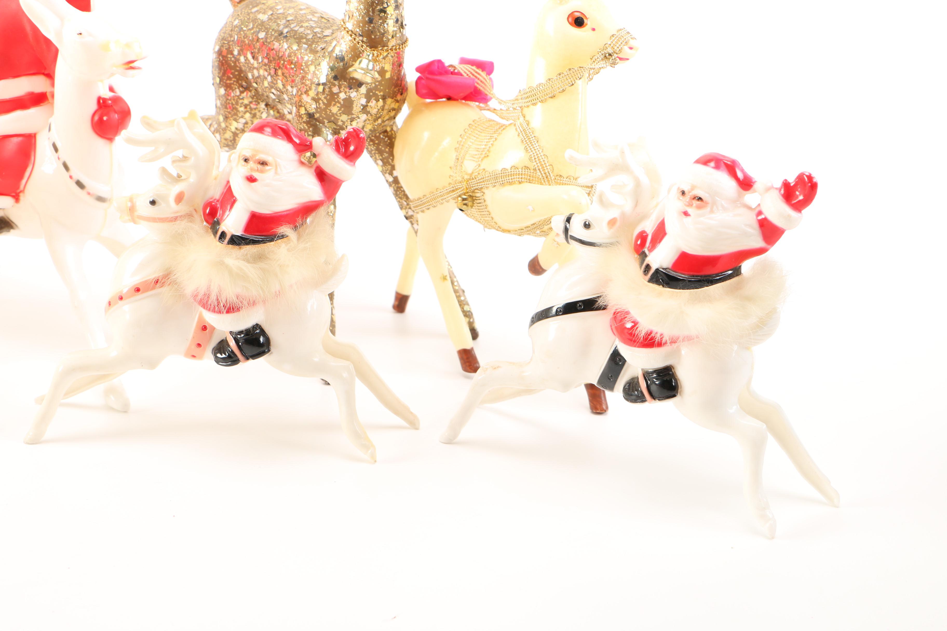 Vintage Santa and Reindeer Decor