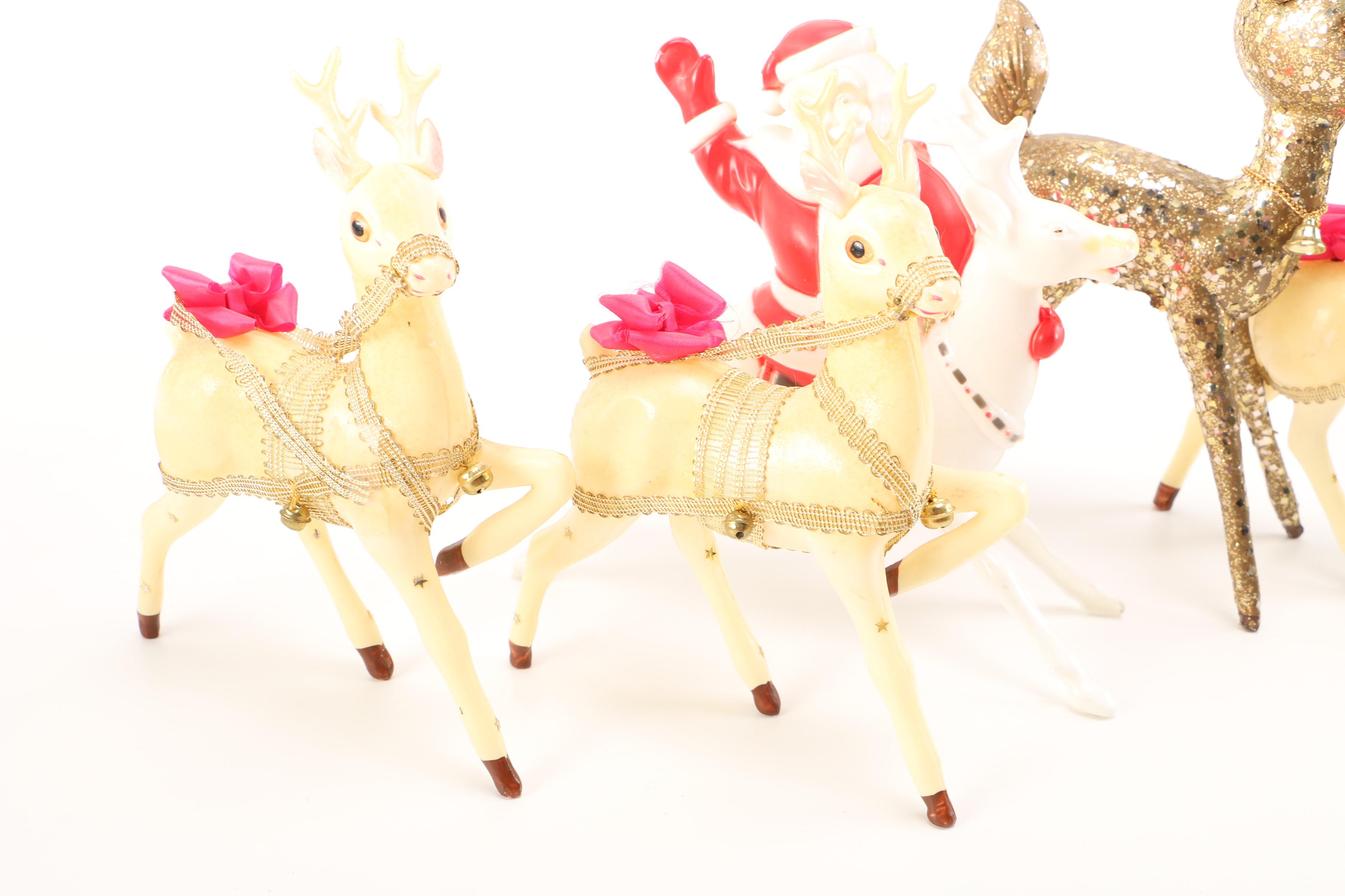 Vintage Santa and Reindeer Decor