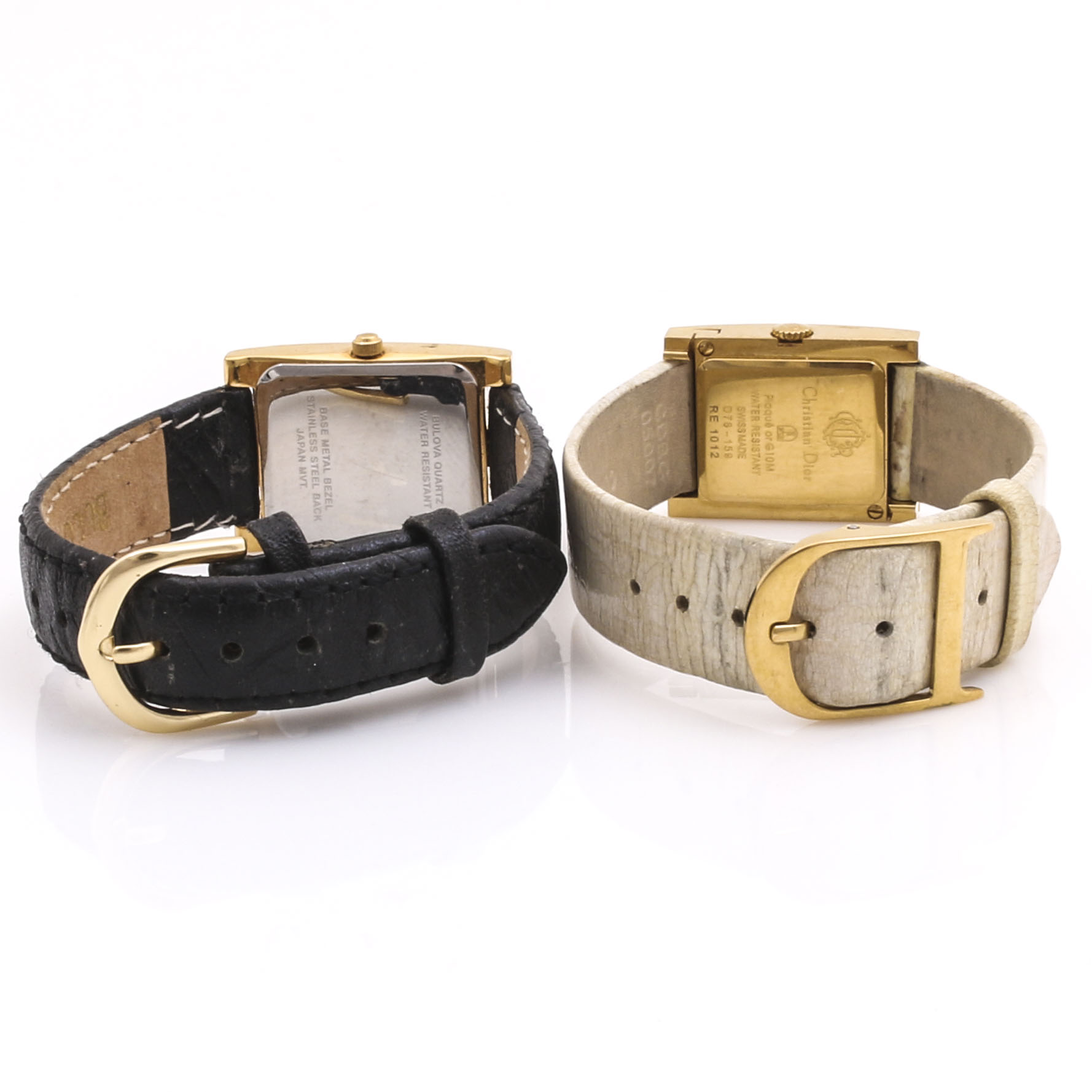 Pair of Christian Dior and Bulova Stainless Steel and Gold Tone Watches