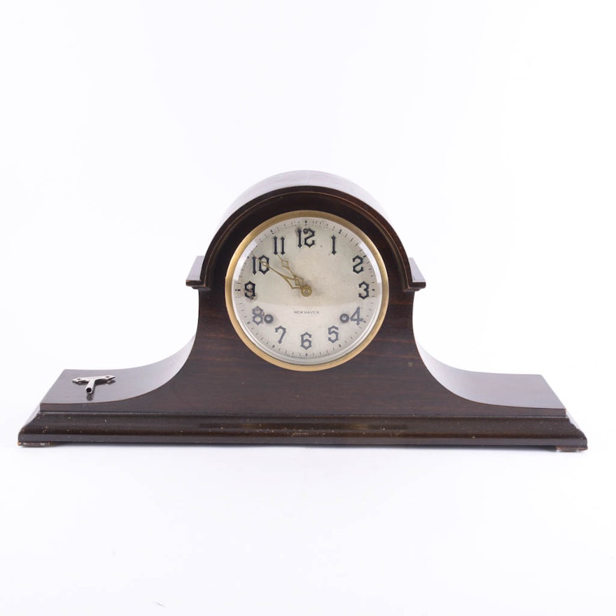 Vintage New Haven Walnut Mantel Clock