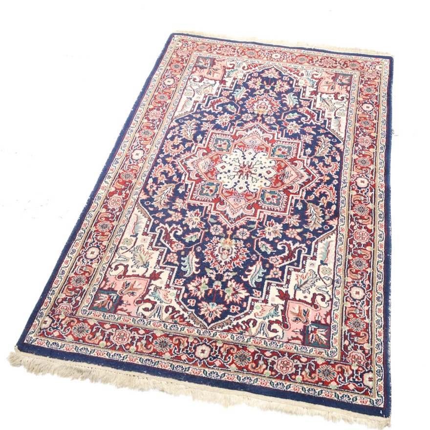 Vintage Hand Knotted Indo-Persian Heriz Area Rug