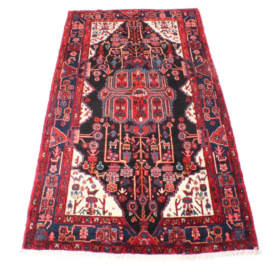 Hand-Knotted Persian Nahavand Rug