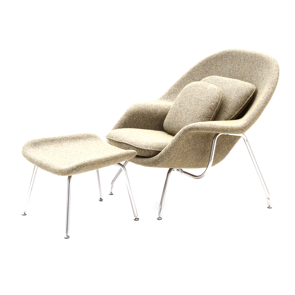 Womb Style Lounge Chair and Foot Stool