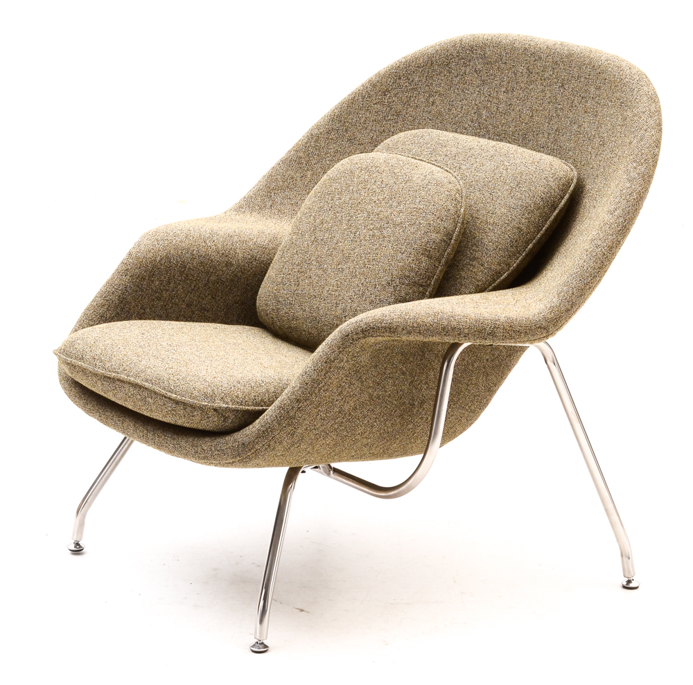 Womb Style Lounge Chair and Foot Stool