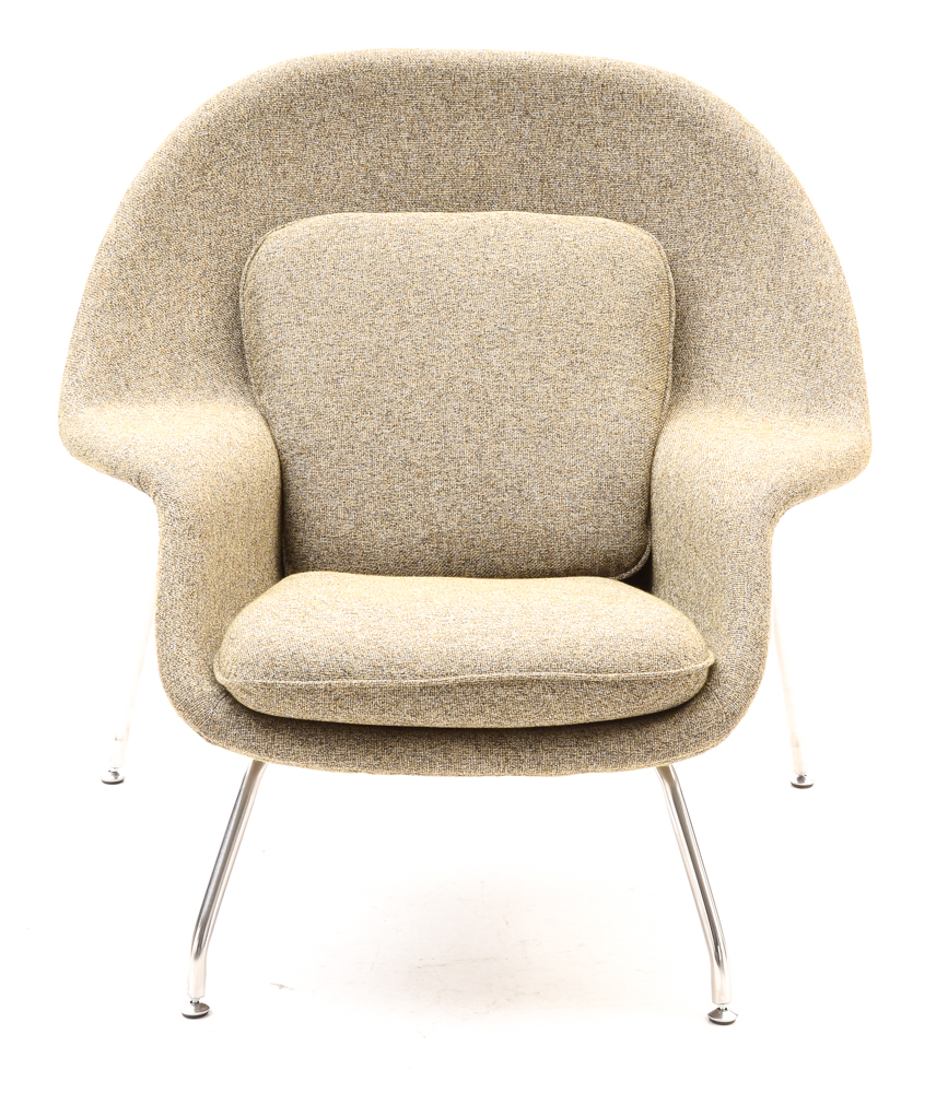 Womb Style Lounge Chair and Foot Stool