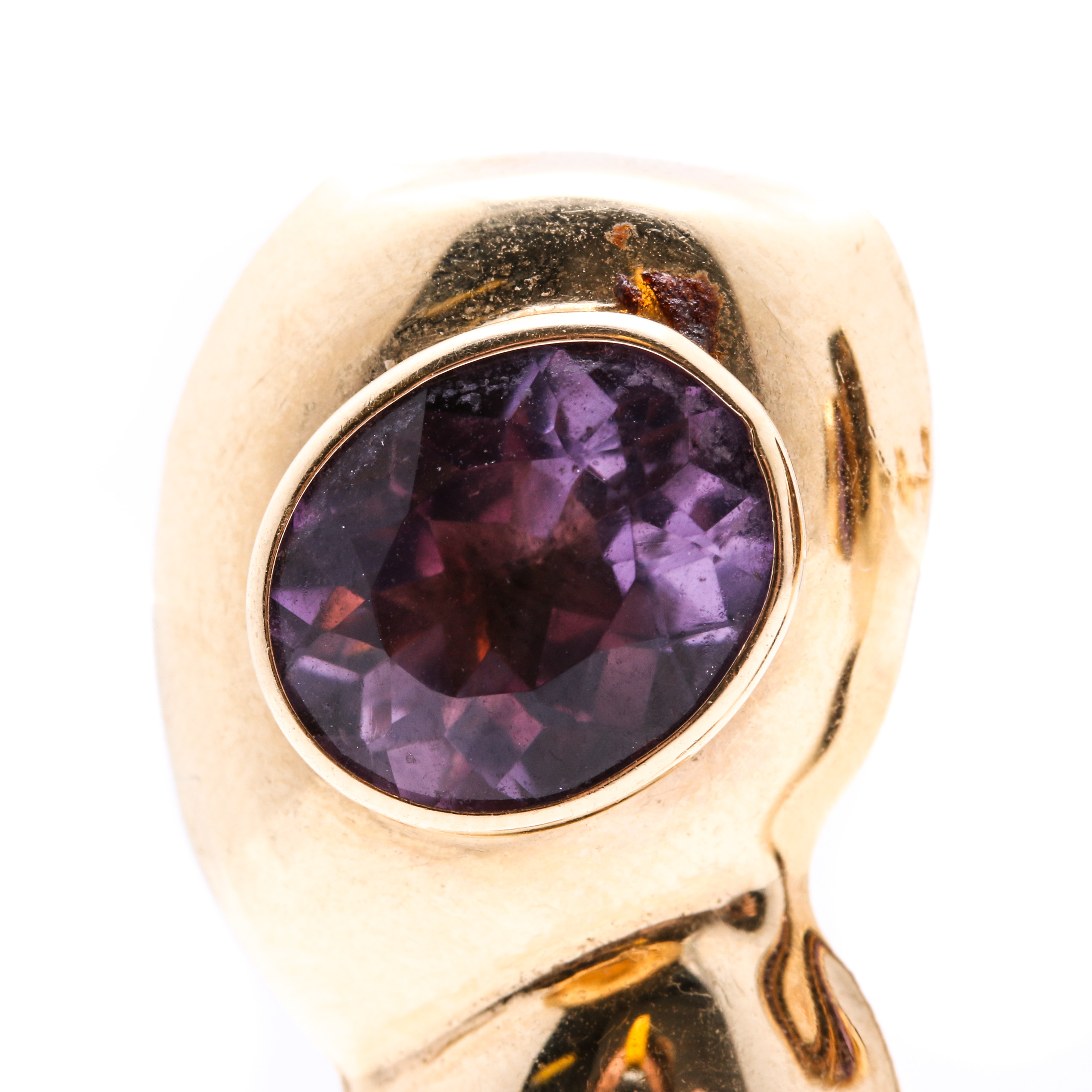 14K Yellow Gold Amethyst and Blue Topaz Earrings